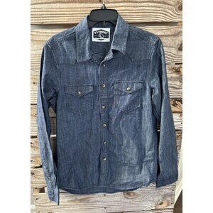 US Forces Mens 100% Cotton Medium Dark Wash Denim Button Up Shirt Streetwear